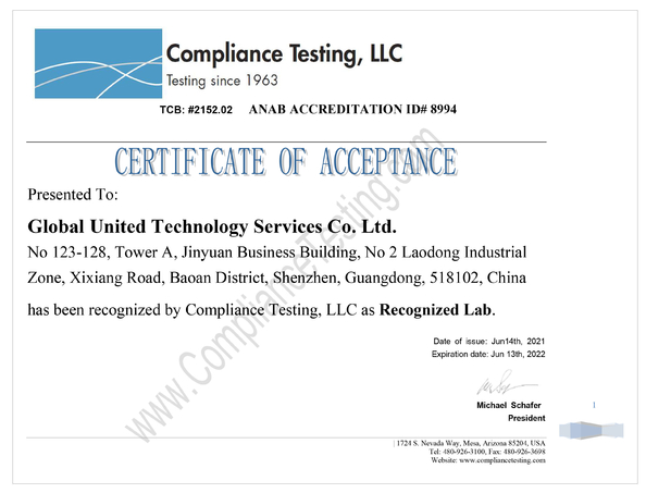 Chine Global United Technology Services Co.,Ltd. certifications